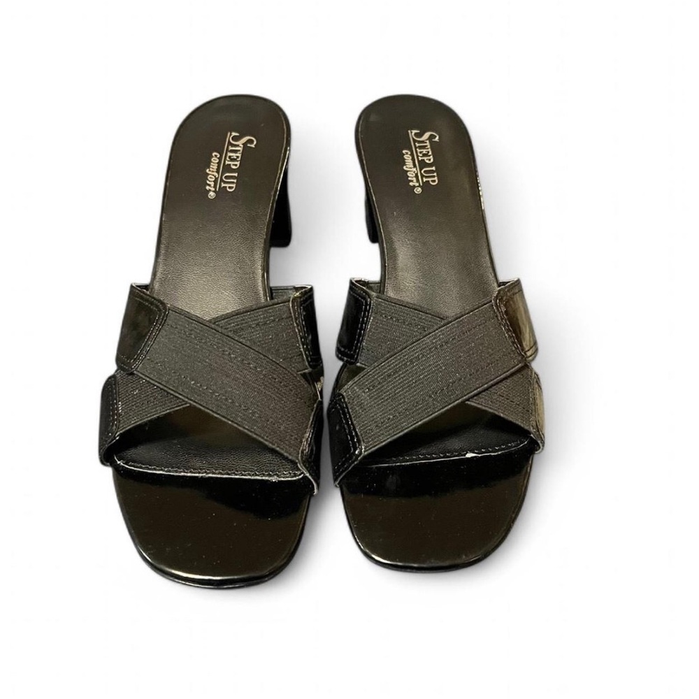 Vintage Women’s y2K Black Slip on Blocked Heel Comfort Sandal Size:9 - Picture 7 of 7
